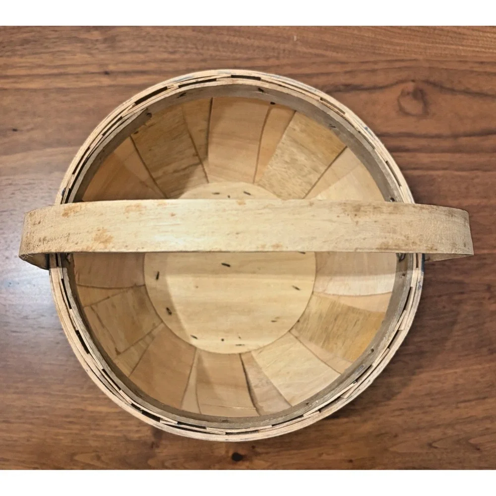 Vintage 1995 Hearts Harvest Basket Wood Country Decor Pastel